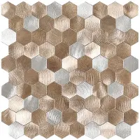 BES LED Zelfklevende Mozaïek Tegel - Afimera Hexagon Mix - Geborsteld Zilver - 291x286x4mm