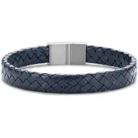 Frank 1967 bracelet dark navy blue braided leather 20cm ips