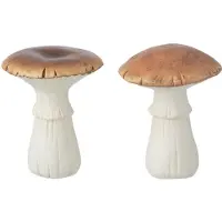 J-Line Paddenstoel porselein wit/bruin small assortiment van 2