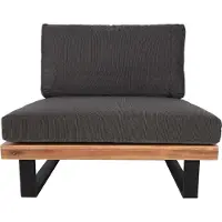 MCW Loungefauteuil -H54, tuinfuteuil, Spun Poly acaciahout MVG-gecertificeerd aluminium ~ bruin, bekleding donkergrijs
