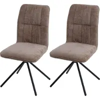 MCW Set van 2 eetkamerstoelen -N99, keukenstoel, draaibaar met automatische terugkeer, stof/textiel chenille (340 g/m²) Öko-Tex ~ lichtbruin