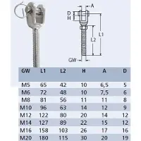 BREG Gaffel terminal met links schroefdraad RVS