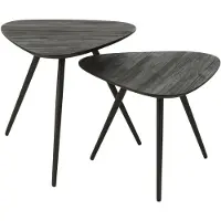 J-Line Set of 2 tables triangle recycle teak black