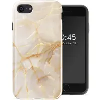 Selencia Vivid Backcover voor de Apple iPhone SE (2022 / 2020) / 8 / 7 - Golden Beige Marble