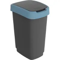 Rotho Twist afvalbak met swingdesksel 25L - zwart/blauw - BPA-vrij - incl 6 sticker voor diverse afvalstromen