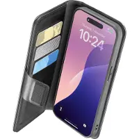 Cellularline Book Agenda Hoesje - Geschikt voor iPhone 16 E - Met Pasjesvak & Standfunctie & RFID/NFC Block - Zwart