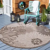 Muratap Binnen en buiten rond vloerkleed floral outdoor laagpolig tapijt 150 cm rond