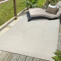 Muratap Berlin outdoor japandi - vloerkleed binnen en buiten laagpolig tapijt tuin- 140x200 cm