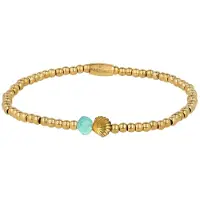 My Bendel - Amazonite Schelp Armband met Goudkleurige Kralen - met Luxe Cadeauverpakking | Sieraden Voor Dames