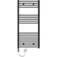 LuxeBath ECD Germany Badkamerverwarmer elektrisch 600 x 1200 mm antraciet recht met zijaansluiting incl. verwarmingsstang 1200W chroom - radiator verwarming handdoekdroger handdoekendroger radiator