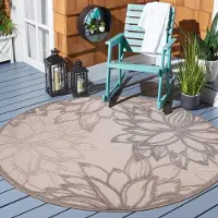 Muratap Binnen en buiten rond vloerkleed floral outdoor laagpolig tapijt 120 cm rond