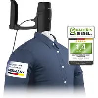 DS Produkte PRO KOMPAKT strijkijzer voor overhemden - eenvoudig op te hangen aan de deur & automatisch strijken - zwart/zilver