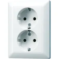 JUNG AS5020KIUWW Wandcontactdoos met randaarde Inzetstuk 2-voudig Alpine-wit 1 stuk(s)