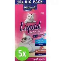 Braaaf Vitakraft Liquid Snack Multipack 16x15 gr - Kattensnack - Zalm & Leverworst - 5 verpakkingen