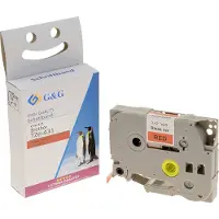 G&G Schrijfband , compatibel met Brother TZe-431, zwart op rood, zelfklevend, kunststof, L 8 m x B 12 mm, 1 stuk