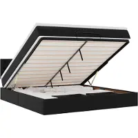 vidaXL Bed poef met matrassen en LED's 160x200cm kunstleer zwart