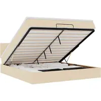 vidaXL Ottoman bed met matras 180x200cm stof crèmekleurig