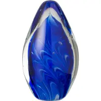 J-Line Presse papier polypus ovaal glas transparant/blauw large