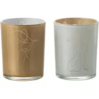 J-Line Windlicht vrouw glas mix medium assortiment van 2