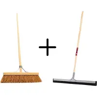Synx Store Synx Tools Coco Binnenbezem 40cm + Vloertrekker 35cm met Steel 120cm - Zaalveger – Vloerreiniger – Moppen - Zachte bezem kokos Met steel 150cm