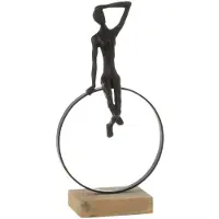 J-Line Vrouw op ring voet resin/ijzer zwart