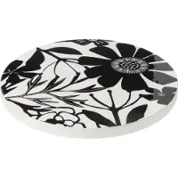J-Line Dienblad rechthoek bloemen mangohout zwart/wit