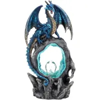 Nemesis Now Beeld/figuur - Blauwe Draak met Crystal - Beeld - Frostwing's Gateway - met LED - 27cm