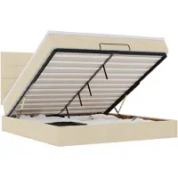 vidaXL Ottoman bed met matras 180x200cm stof crèmekleurig