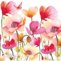 Ppd Lunch servetten - Aquarell Poppies & Daisies
