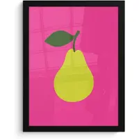 PosterMonkey Poster in lijst - Fotolijst 30x40 cm - Posters - Illustratie - Fruit - Peer - Groen - Posterlijst zwart - Decoratie - Wanddecoratie woonkamer - Muurdecoratie slaapkamer