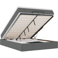 vidaXL Ottoman bed met matras 140x190cm stof donkergrijs