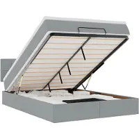 vidaXL Bed poef met matras en LED's stof 140x190 cm lichtgrijs