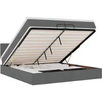 vidaXL Ottoman bed met matrassen en LED's 200x200cm stof donkergrijs