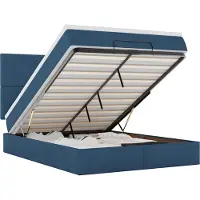 vidaXL Ottoman bed met matras en LED's 140x190cm stof blauw