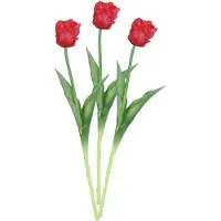 Countryfield Kunstbloem tulp Parkiet - 3x - rood - real touch - levensecht - 40 cm - decoratie bloemen