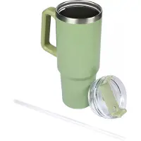 Benson Thermosbeker 900 ml - Groen - Transparante Deksel - Geschikt voor Auto