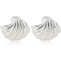 My Bendel - Zilverkleurige Schelp Oorbel - Zilverkleurige Oorjuwelen In Schelpdesign - met Luxe Cadeauverpakking | Sieraden Voor Dames