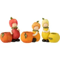 J-Line Kind planter citroen/oranje/appel polyresine mix large assortiment van 3