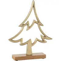 Jolipa Denneboom op voet aluminium/hout goud large