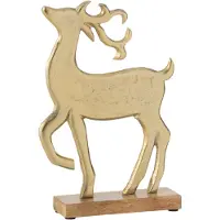 J-Line Rendier op voet aluminium/hout goud large