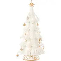 J-Line Kerstboom led ornamenten resine wit/goud small