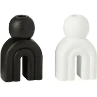 J-Line Kandelaar modern cement zwart/wit assortiment van 2
