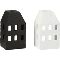 J-Line Kanedlaar huis cement zwart/wit assortiment van 2