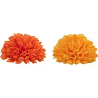 J-Line Bloem halve bol dia 13cm kunstmatig geel/oranje assortiment van 2