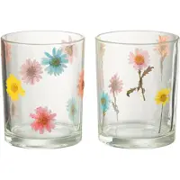 J-Line Windlicht posy large glas mix assortiment van 2