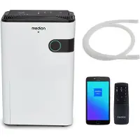 Medion luchtontvochtiger met app en stembediening (5L waterreservoir, tot 40m², ontvochtigingsvermogen 24L/dag, 280W max. vermogen, 2 snelheidsniveaus, tiptoetsbediening, MD 12044)