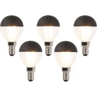 LUEDD Set van 5 E14 dimbare LED filament lampen P45 zwart 300lm 2700K