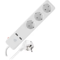 Qnect WiFi stekkerdoos - 3-voudig - 2x USB-A - 1,5m snoer - Wit - werkt met Google Home en Amazon Alexa