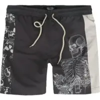 Rock Rebel by EMP Zwembroek - Swim Short with Skeleton Print - S tot L - voor Mannen - donkergrijs - Maat L