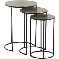 J-Line Set of 3 side tables round aluminium black/grey